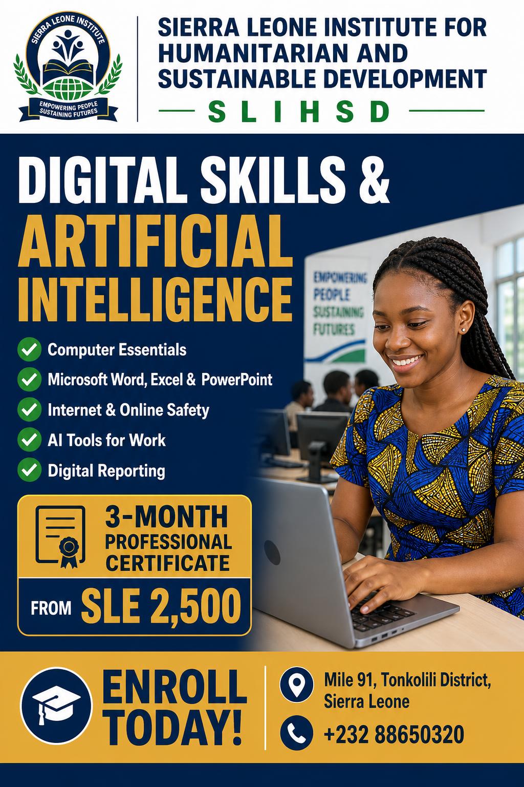 Poster for the SLIHSD Digital Skills and Artificial Intelligence certificate